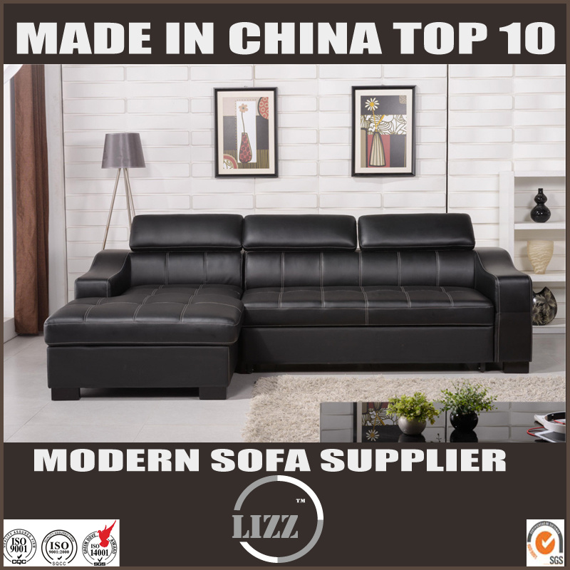 L Shape Leather Sofa Bed with Modern Design for Living Room