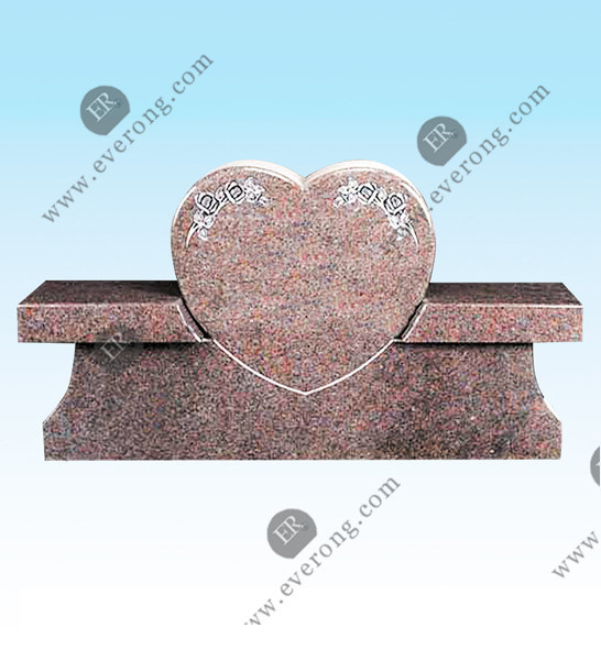 Natural Stone Carved Double Heart Granite/Marble Grave Monument Tombstone