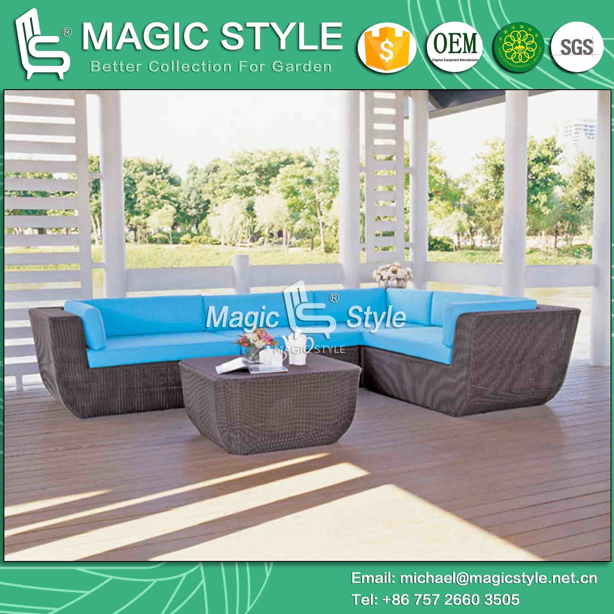 Garden Sofa Set with Cushion Rattan Corner Sofa Set (Magic Style)