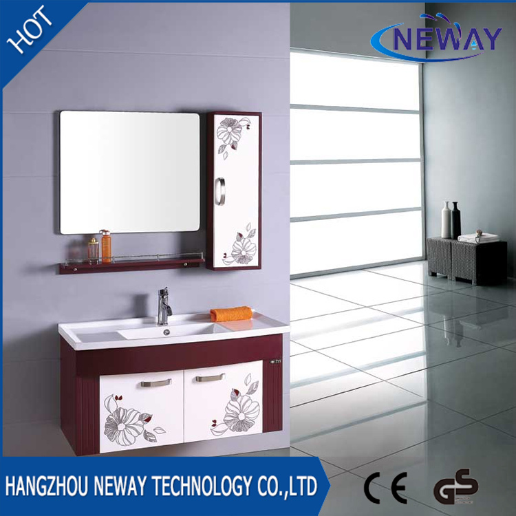 New Wall Bathroom Plastic Vanity Cabinet with Side Cabinet