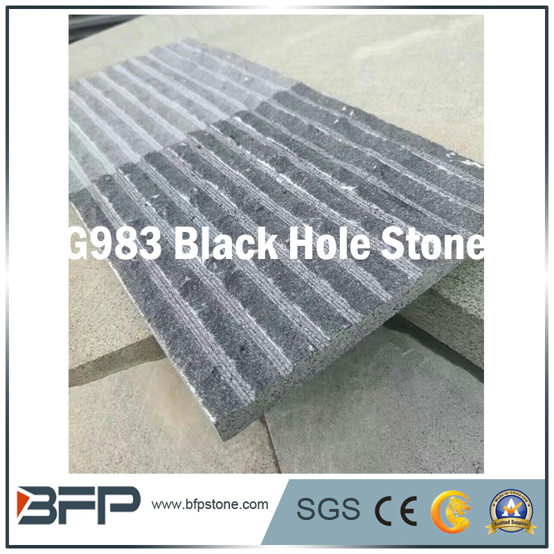 Natural Black Hole Stone Basalt Flamed for Wall Cladding Projects