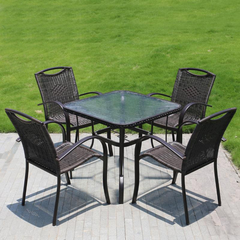 Patio Wicker Home Hotel Office Aluminum Plastic Wood Starback Table and Chair (J824)