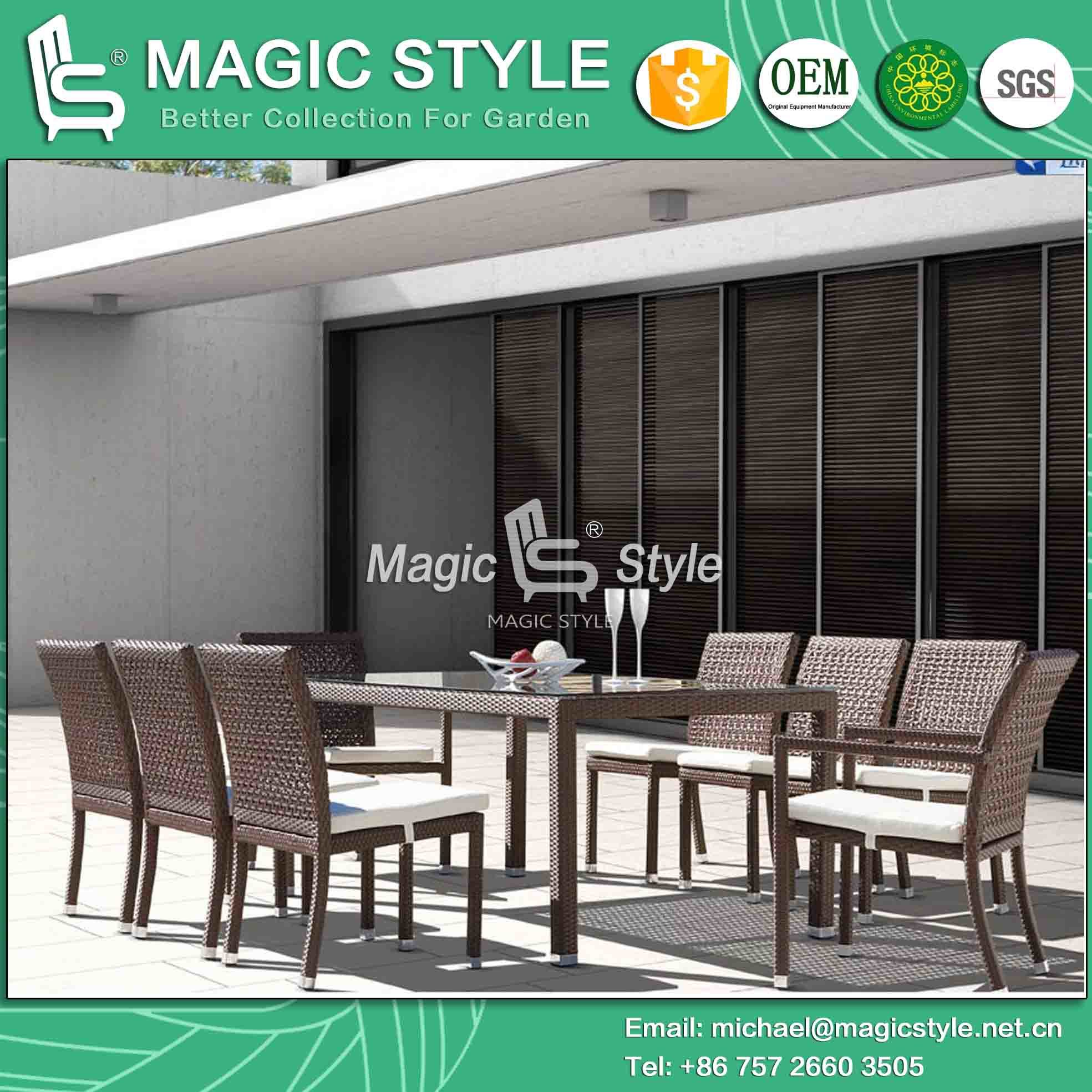 Garden Dining Set with Special Weaving Rattan Arm Chair Wicker Armless Chair (Magic Style)