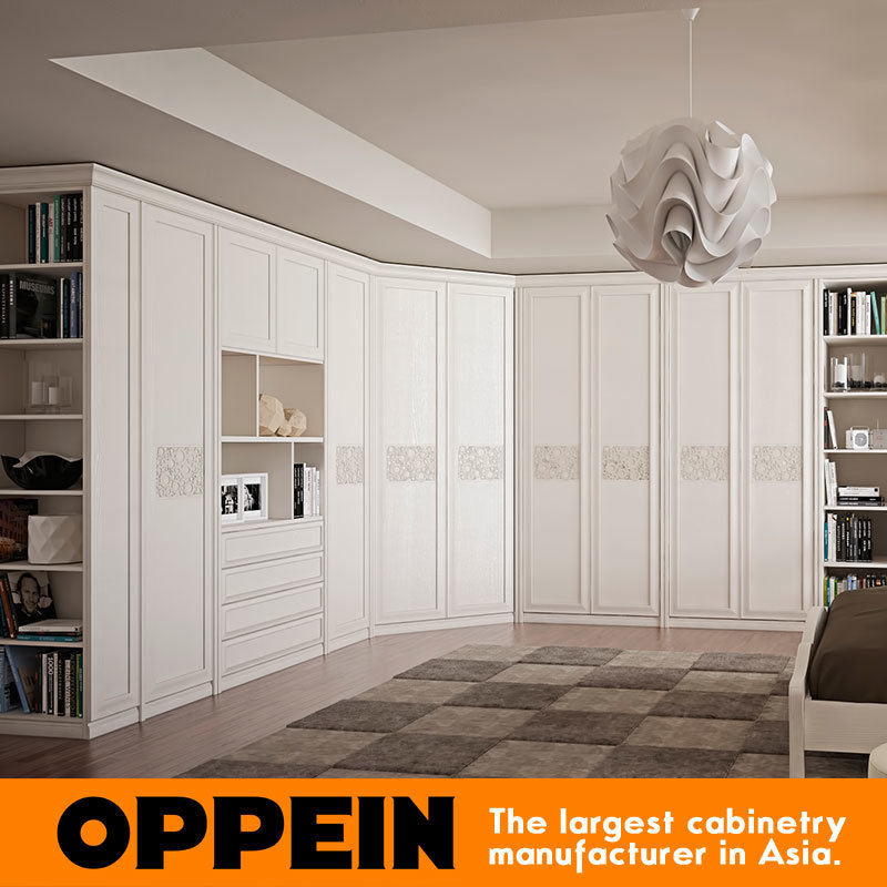 Cream Lacquer Wooden Wholesale Bedroom Furniture Wardrobe with Book Shelf