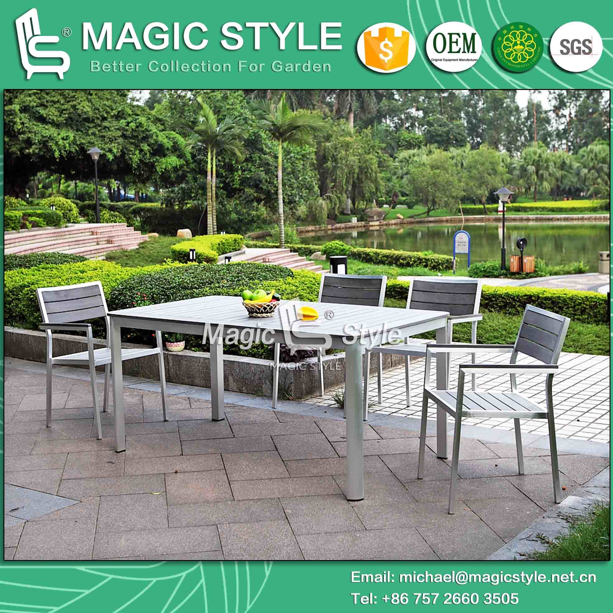 Outdoor Dining Set Dining Chair Aluminum Wire Drawing Chair Aluminum Chair Aluminum Drawing Chair Garden Furniture Patio Furniture Poly-Wood Chair (Magic Style)