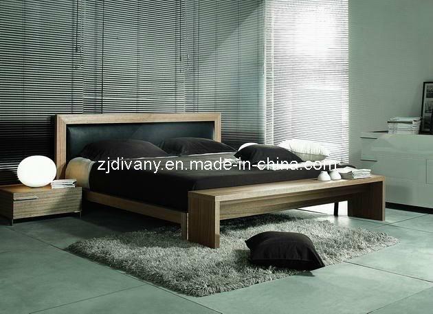 Ikea Tyle Modern Wood Leather Bedroom Bed (MZ-B0105)