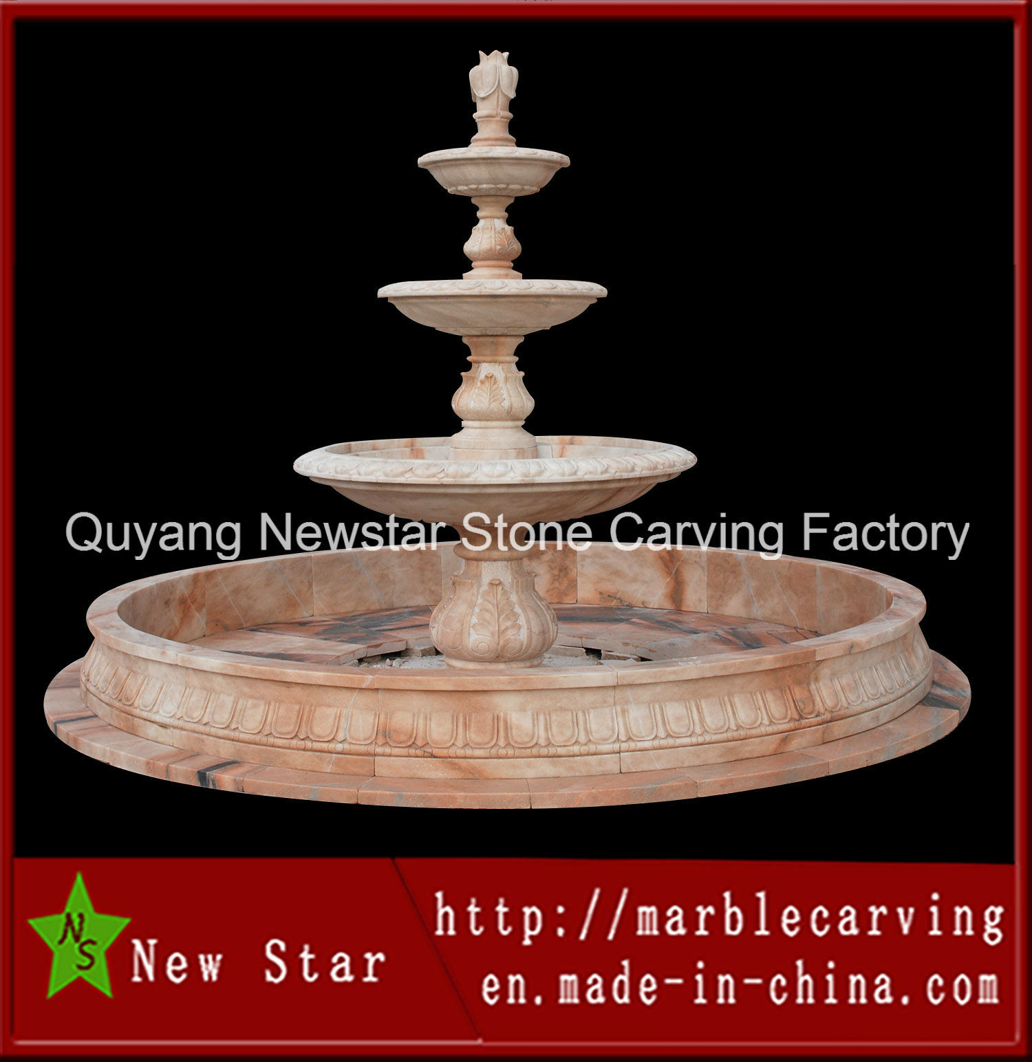 Beige Marble Stone Carving Water Fountain for Garden Decoration (NS-F1001)