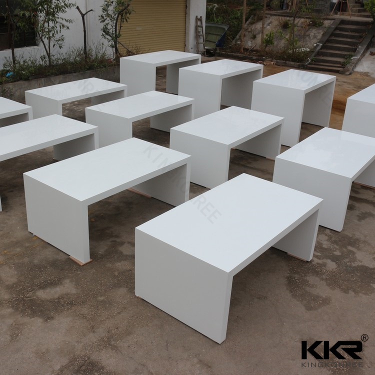 White Artificial Marble Resin Stone Customized Long Bar Table