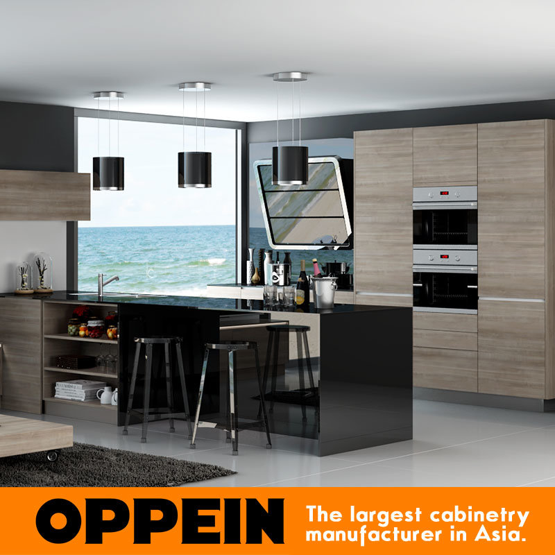 Modern New Design Melamine Lacquer Wooden Open Kitchen Cabinets (OP16-M05)