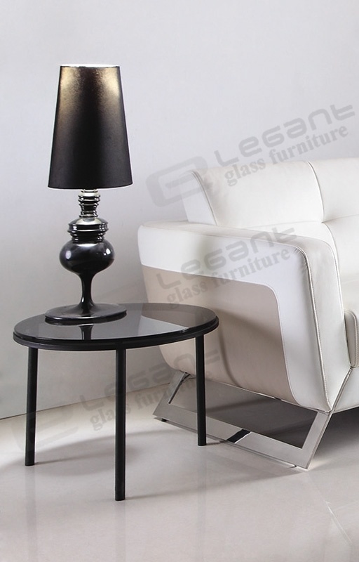 Modern Grey Glass Round End Table for Home Use