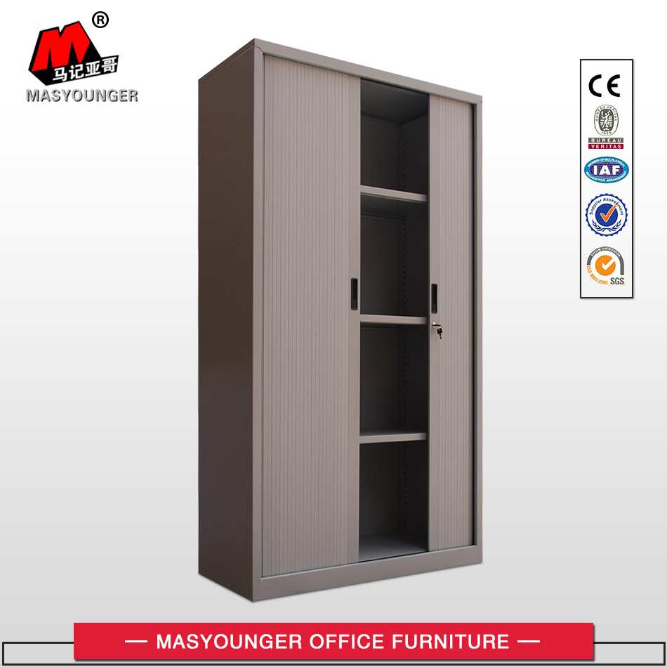 Colored Electrostatic Powder Coating with Four Shelves Metal Tambour Door Storage Filing Cabinet
