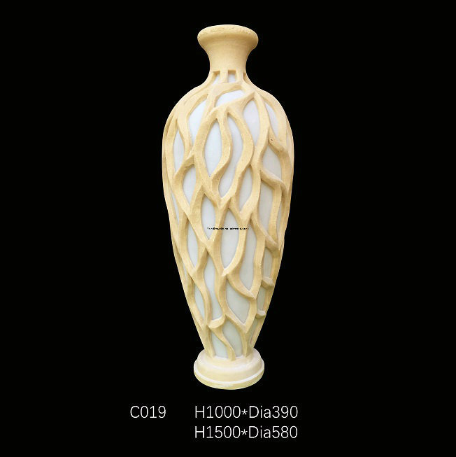 Vase Style Sandstone Resin LED Light Sculpture for Home or Garden Decoration