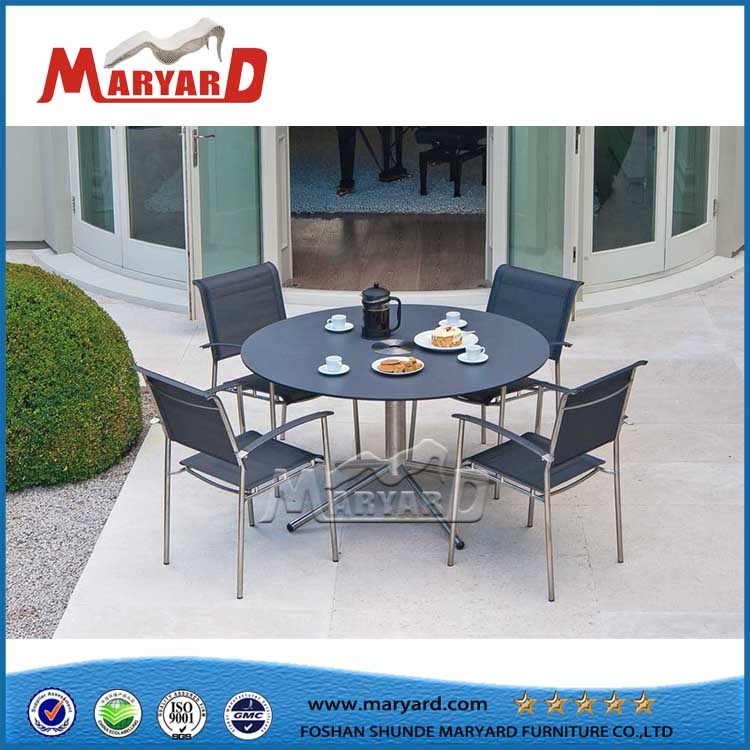 Metal Frame Glass Top Round Table Set