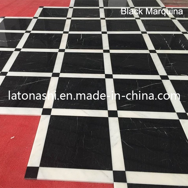 Polished Natural Black/Nero Marquina Marble, Portoro Marble Tile for Floor/Flooring/Wall
