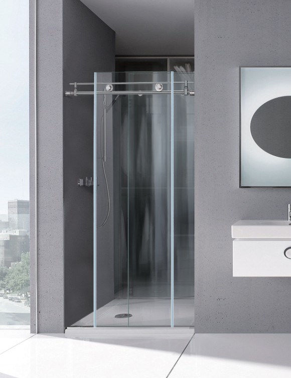 Simple and Space Saving Stainless Steel Glass Door Shower Enclosure (09-006)