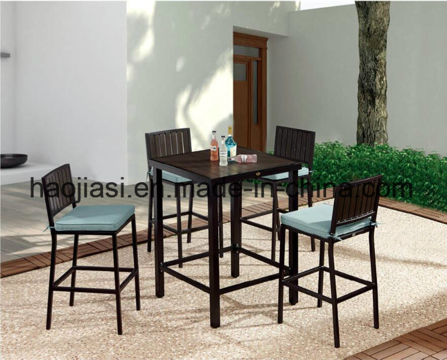 Outdoor /Rattan / Garden / Patio / Hotel Furniture Plastic Wood Bar Chair& Bar Table Set (HS 3001SC & HS 7108ADT)