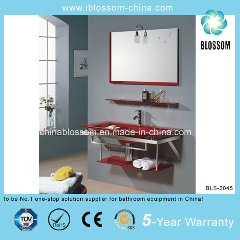 Stainless Steel Frame Bathroom Tempered Glass Wash Basin Sets (BLS-2045)