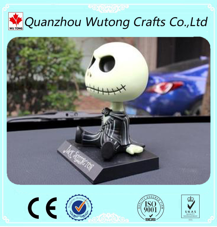 Custom Handmade Resin Skull Bobble Head for Car Decoration