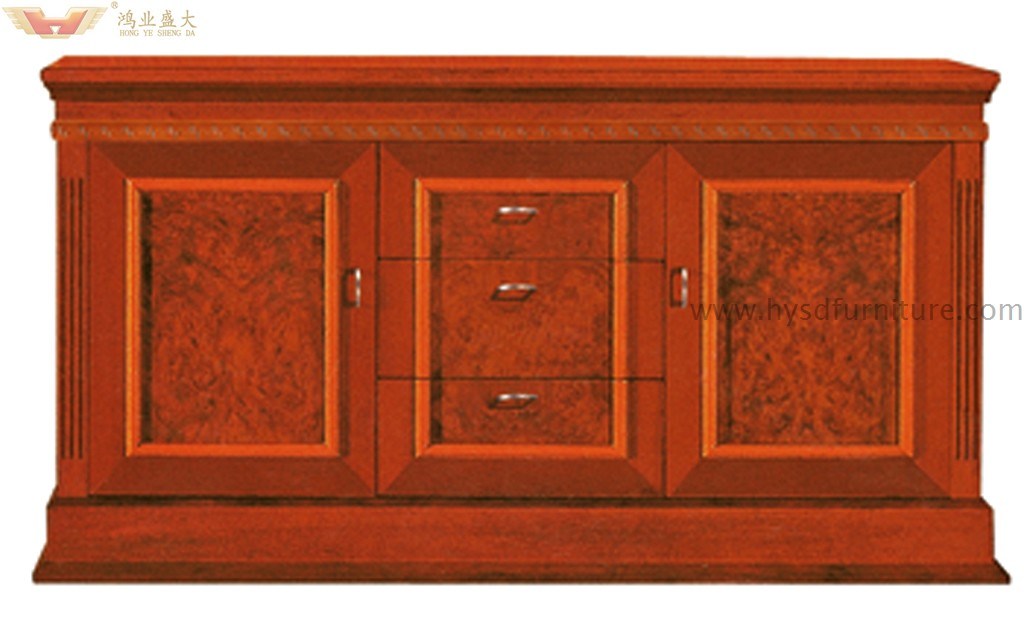 Wood Veneer with Painting Glass Door Tea Cabinet TV Cabinet (HY-504)