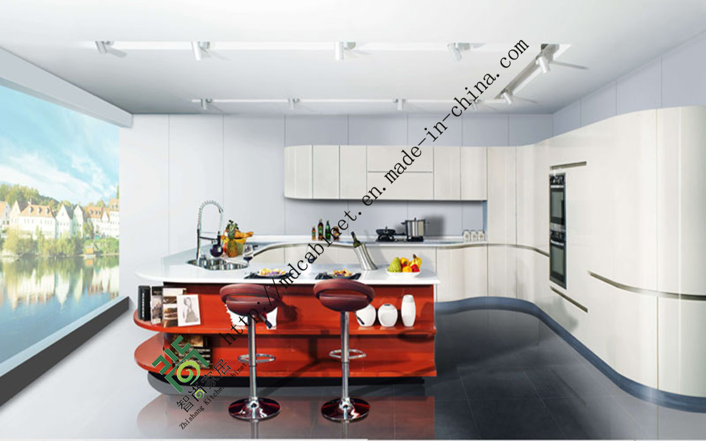 High Quality Yellow Lacquer Kitchen Cabinets (zs-213)