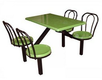 4-Seaters Green Fast Food Table with Chair for Sale (DT-13)