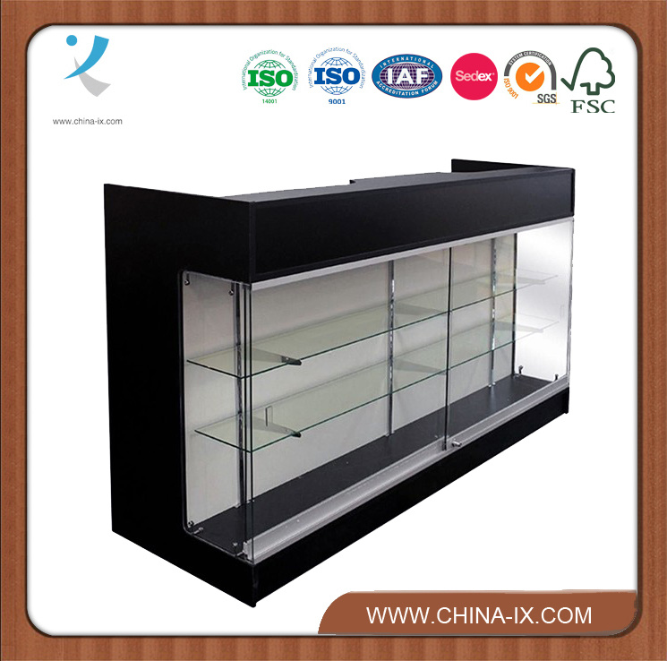 Black Cashier Desk with Front Glass Showcase