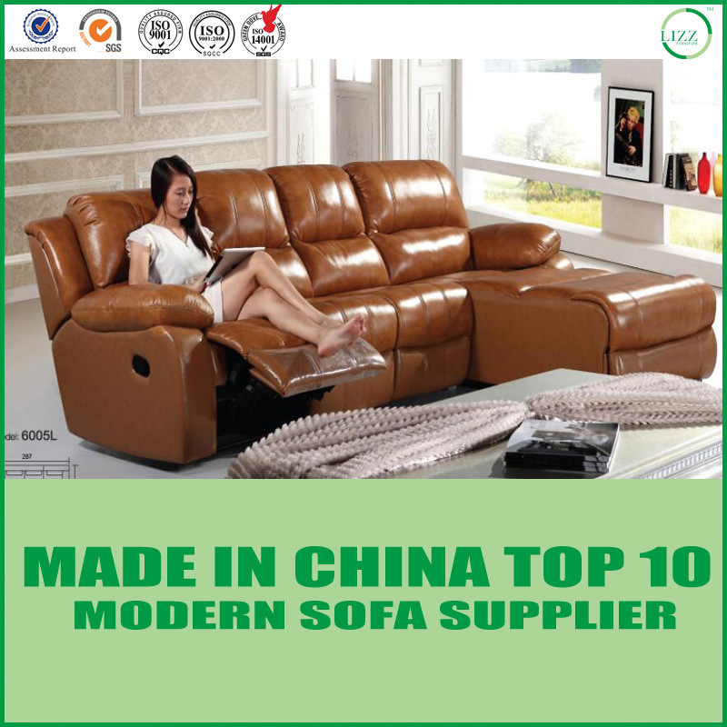 Nordic Leather Corner Sofa Theater Wooden Recliner Chair