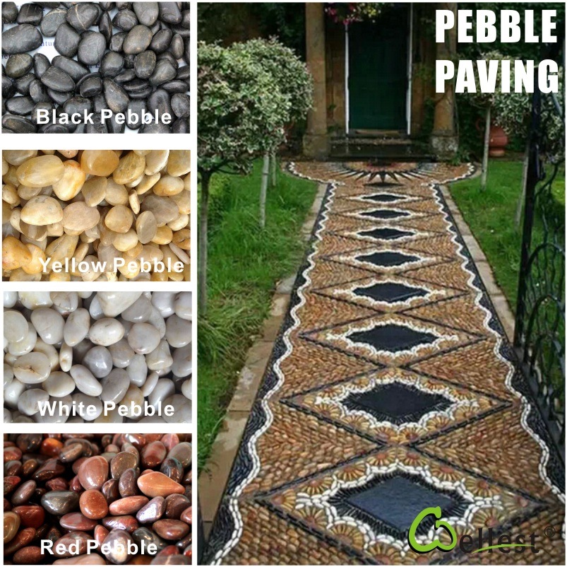 Black/Yellow/Red/White/Grey High Polished Pebble Graval Stone Paver and Paving