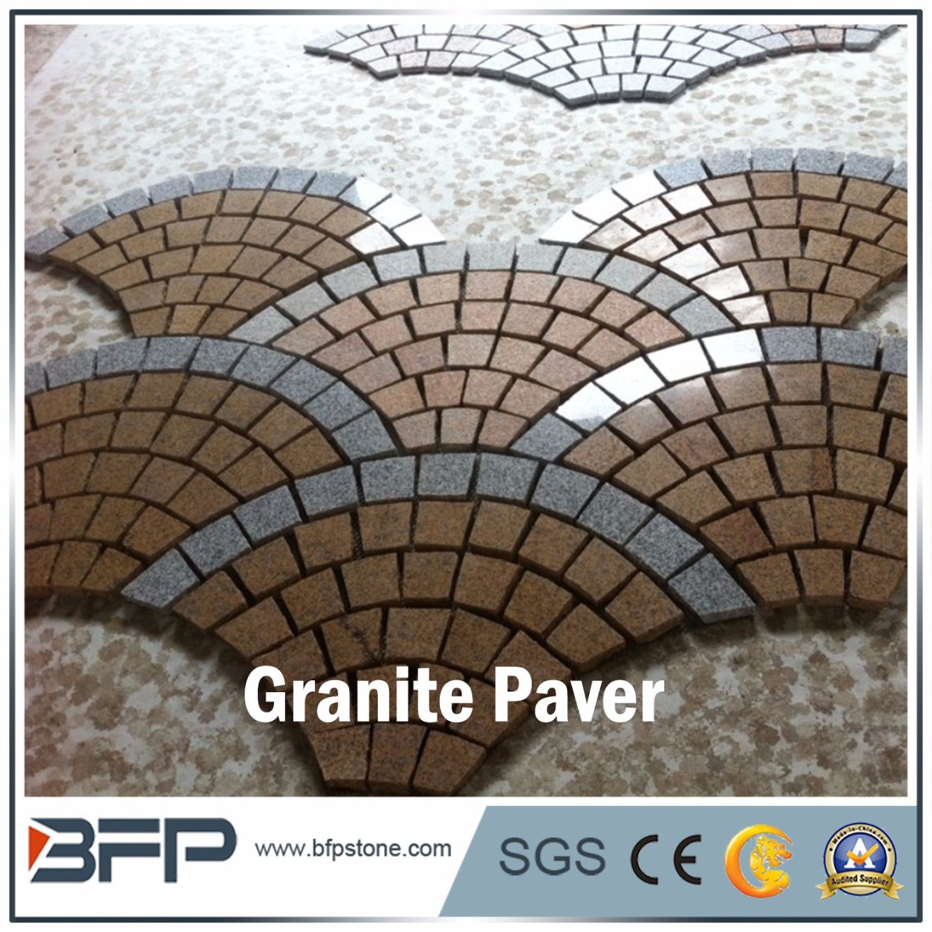 Rusty and Black Granite Meshed Cobblestone in Driving Way Paver