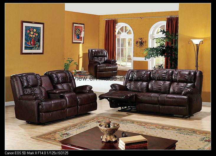 Living Room Classic Recliner Sofa with Fold Down Tray Table