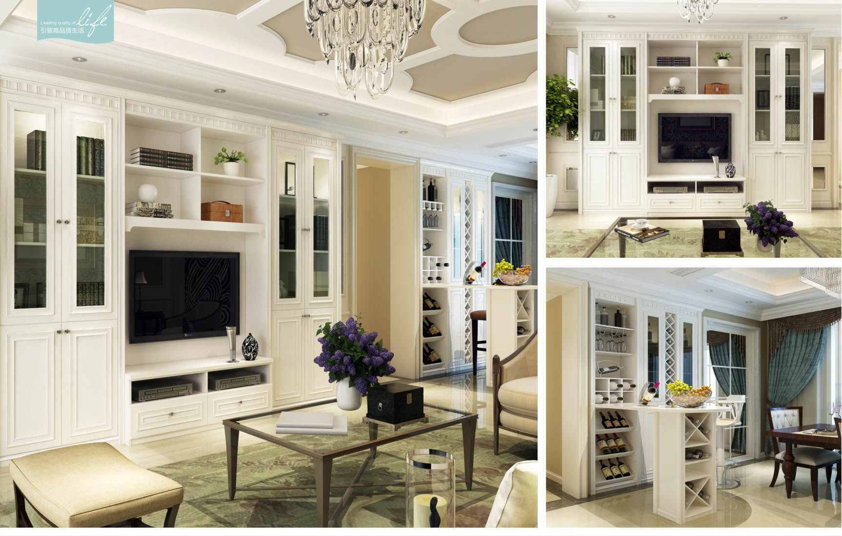 Classical Design TV Cabinet for Living Room Furniture (V4-T001)
