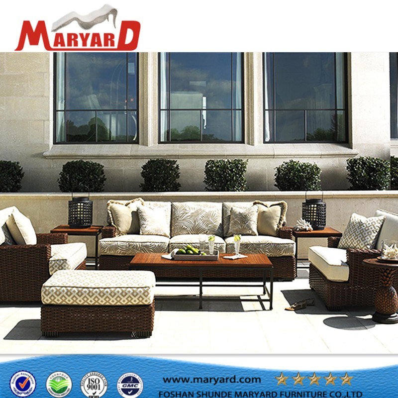 Luxury Outdoor Synthetic Rattan Wicker Sofa Set Suitable for Yacht Leisure Projects