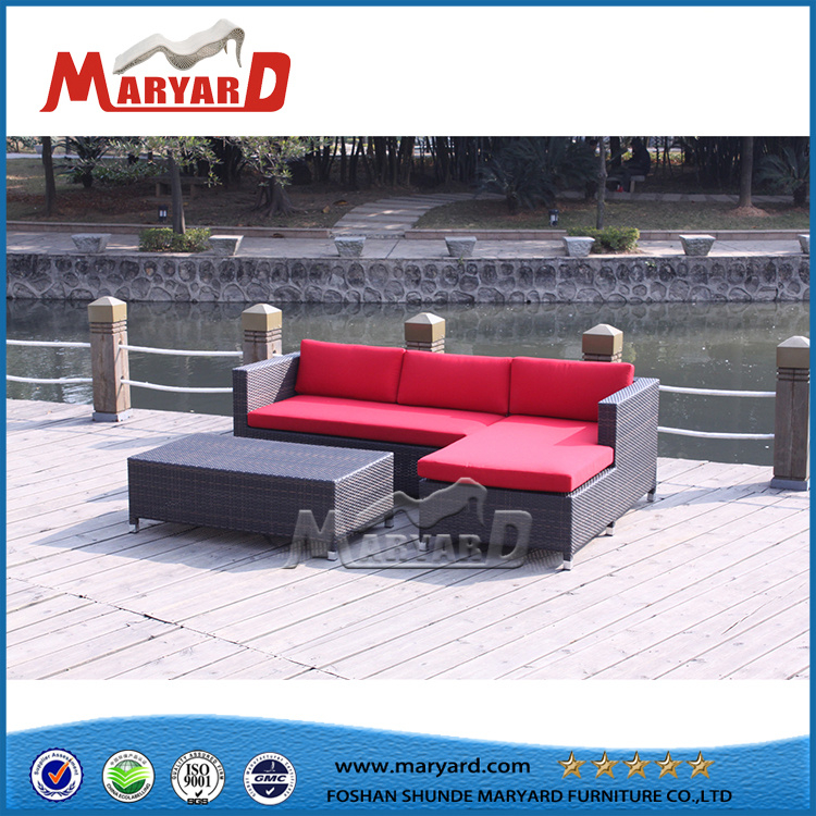 China Factory Outdoor Furniture Poly Rattan L Shape Sofa Sets