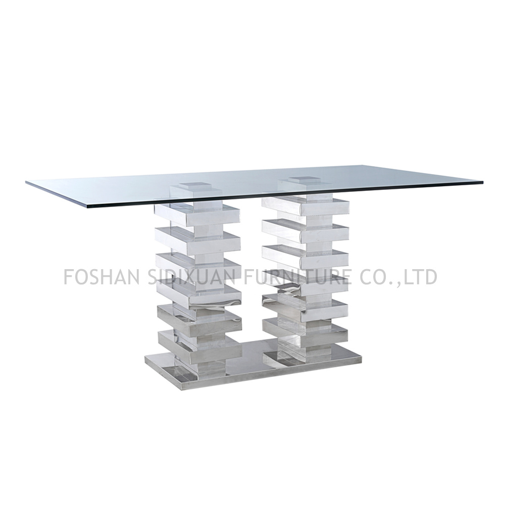 Sj930 Living Room and Dining Room Furniture Serie Stainless Steel Frame with Tempered Glass