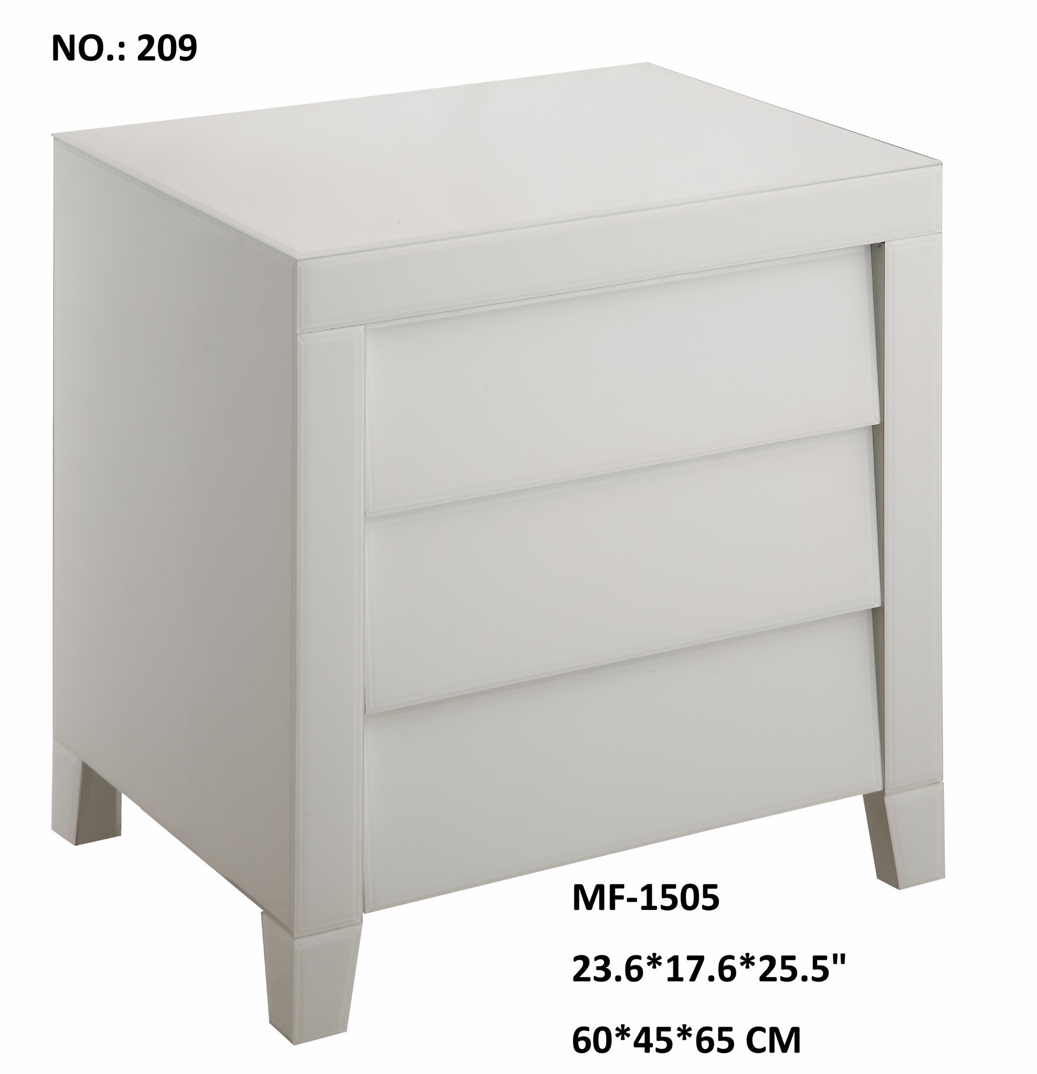 Super White Glass Decor Furniture 3 Drawer Cabinet