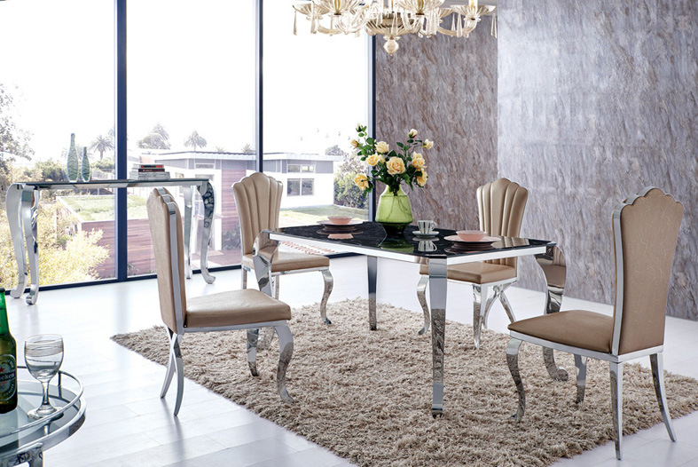 Modern Glass Stainless Steel Dining Room Furniture (SJ808)