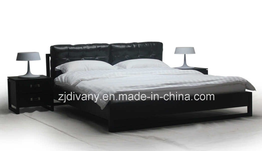 Modern Bedroom Furniture Wood Leather Bed (A-B36)