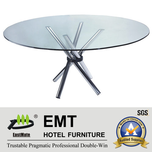 Futuramic Hotel Furniture Restaurant Furniture Glass Dining Table (EMT-FT608)