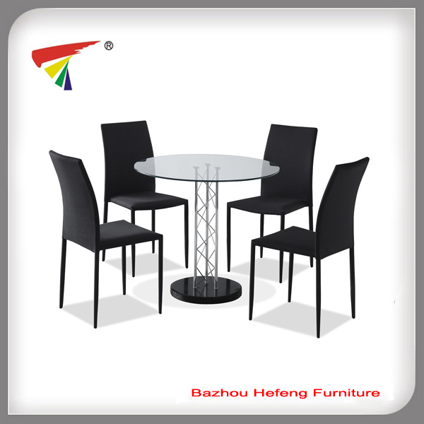 Hot Sale Round Tempered Glass Dining Table Set with 4 Chairs (DT103)