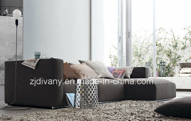 Italian Modern Style Living Room Fabric Leather Sofa D-62 E (R) +H (L)