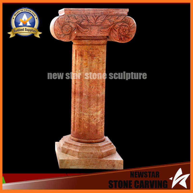Yellow Marble Stone Carved Pillar (NS-11C19)
