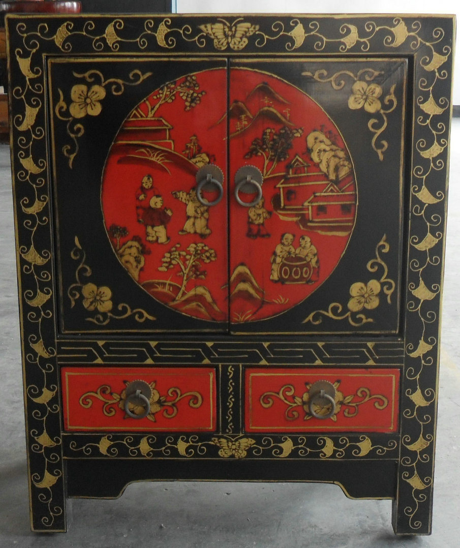 Chinese Antique Furniture Wooden Painted Wardrobe Lwb006