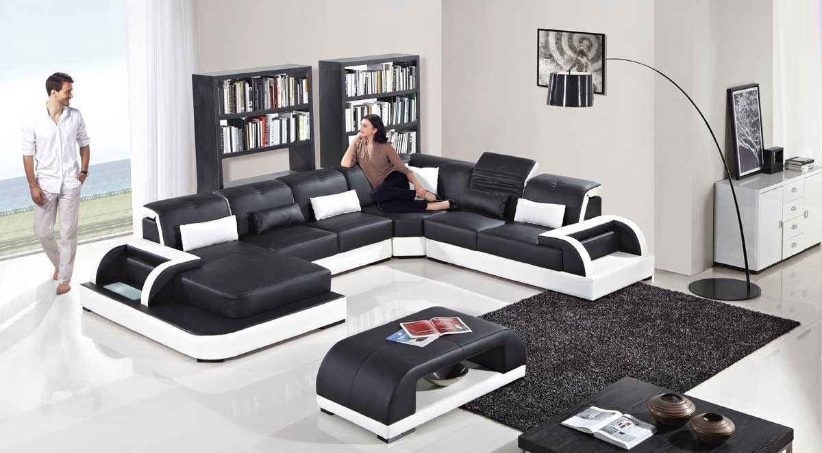 China Modern Design Genuine Leather Living Room Divan Sofa