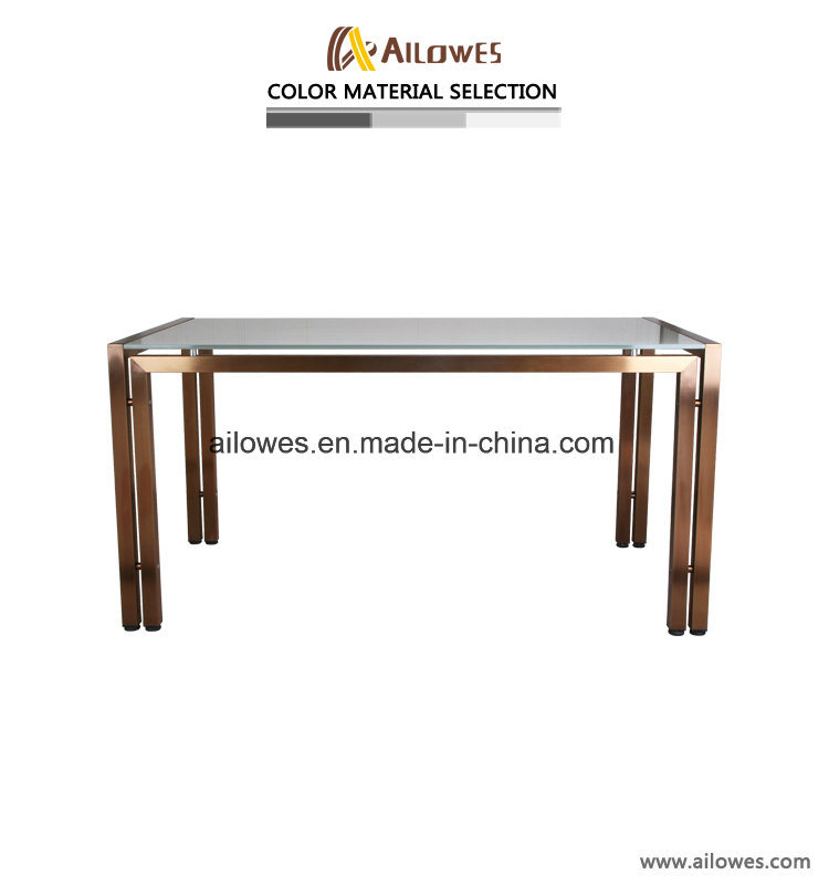 Tempered Glass Dining Room Table with Stainless Steel Frame