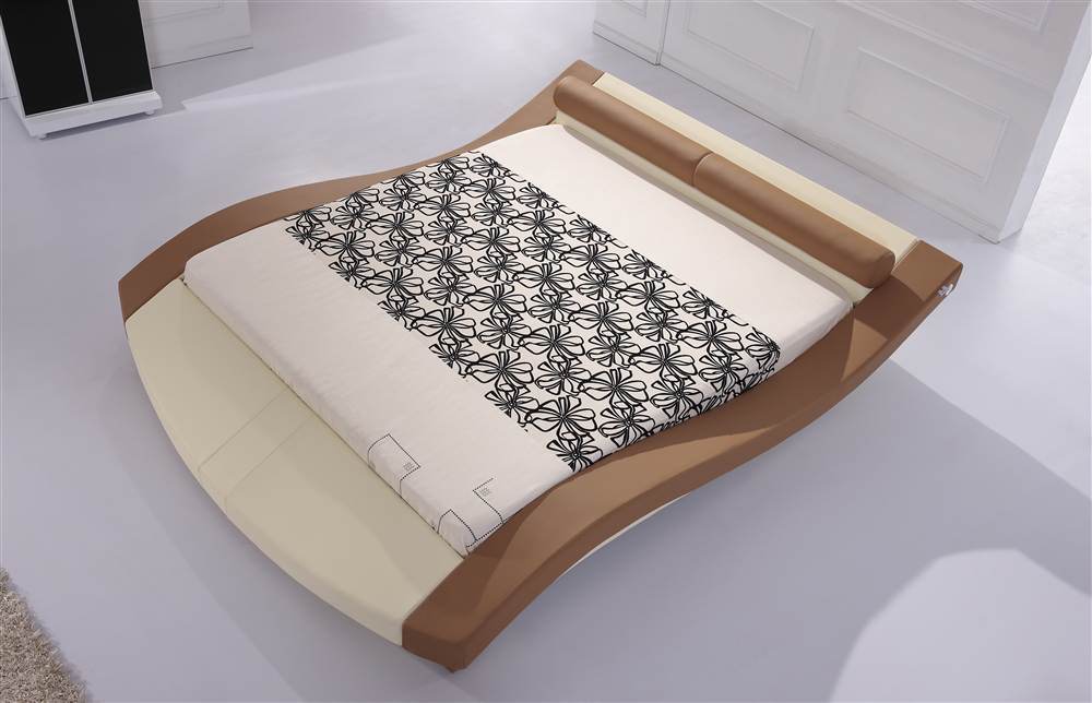 Wave Shape Leisure Leather Bed