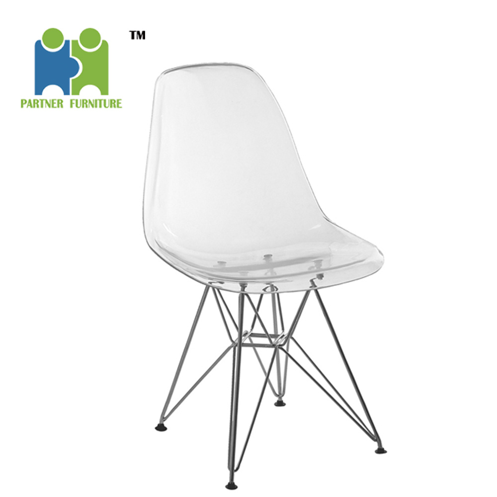 Kid's Small Model Dining Chair with PC Seat and Chromed Steel Base