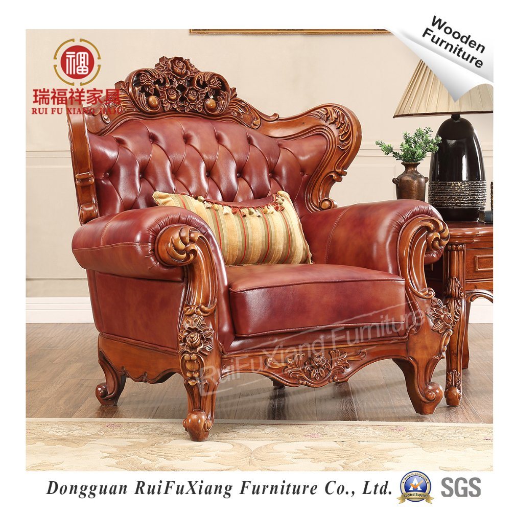 N261 Hand Carved Brown Arm Chair Sofa From Ruifuxiang Furniture Manufacture
