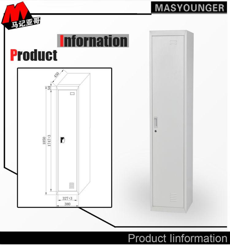 Single Door Grey Metal Locker Inc Top Shelf & Coat Hook