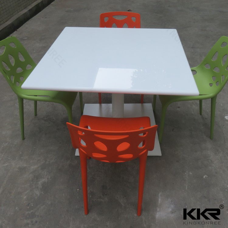 High Glossy Solid Surface Food Court Dining Table with Chairs