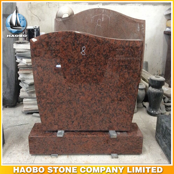 Upright Monument Half-Ser Top Headstones Red Granite
